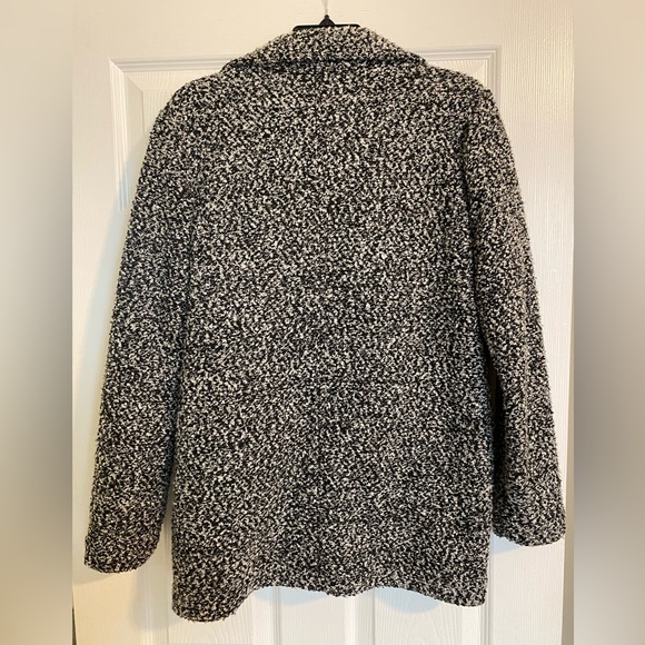 Frenchi Women’s Boucle Textured Blazer Jacket Black White Medium Teddy Fur Coat - Picture 3 of 7